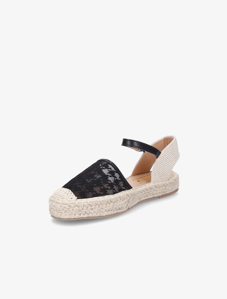 Espadrilles à motif pied de poule - Noir - 3