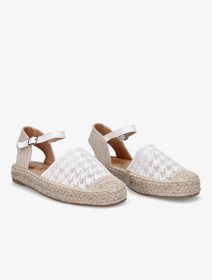 Espadrilles à motif pied de poule - Blanc - 4