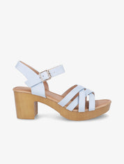 Sandales à talons et brides croisées en suédine - Bleu clair - 5