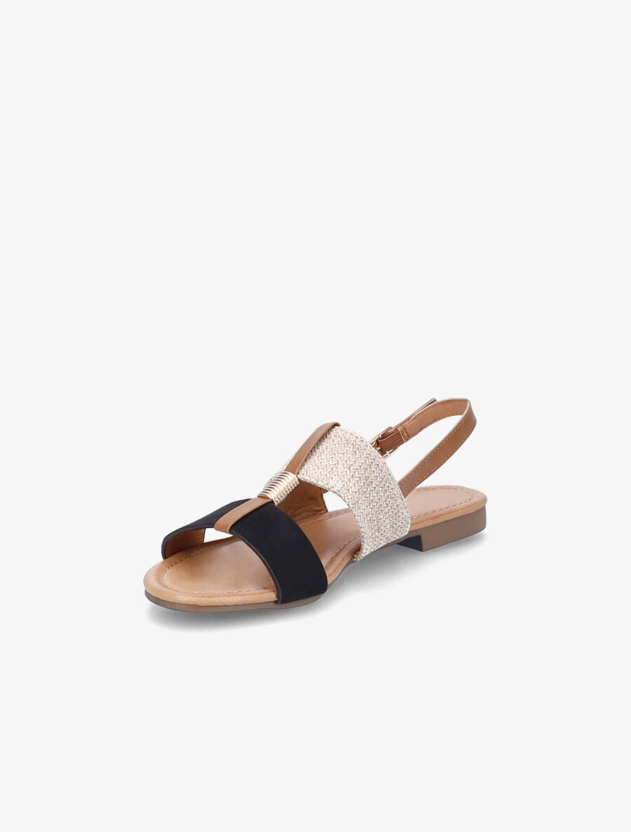Nu-pieds bi-matière à détail doré - Noir - 3