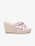 Mules à talons compensés en raphia - Rose - 5