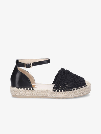 Espadrilles en crochet et simili - Noir - 5