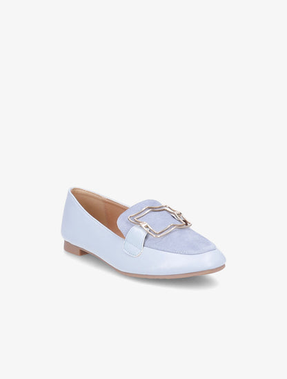 Slippers bi-matière à boucle carrée - Bleu ciel - 2