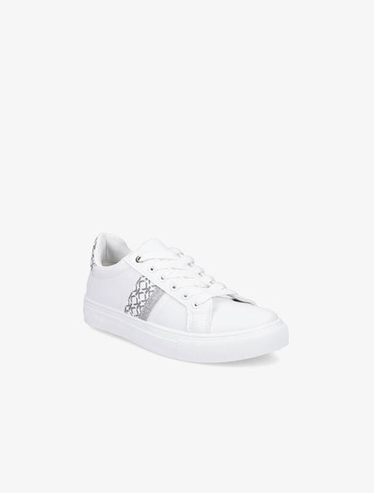 Tennis en simili imprimé et paillettes - Blanc - 2