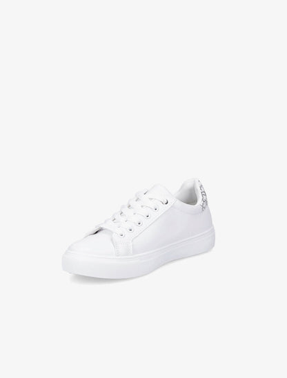 Tennis en simili imprimé et paillettes - Blanc - 3
