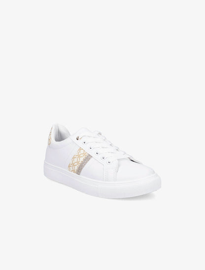 Tennis en simili imprimé et paillettes - Beige - 2