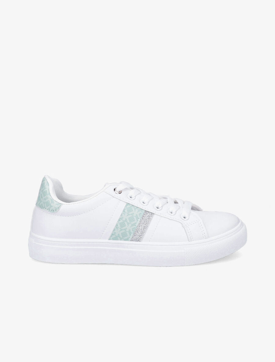 Tennis en simili imprimé et paillettes - Bleu - 1