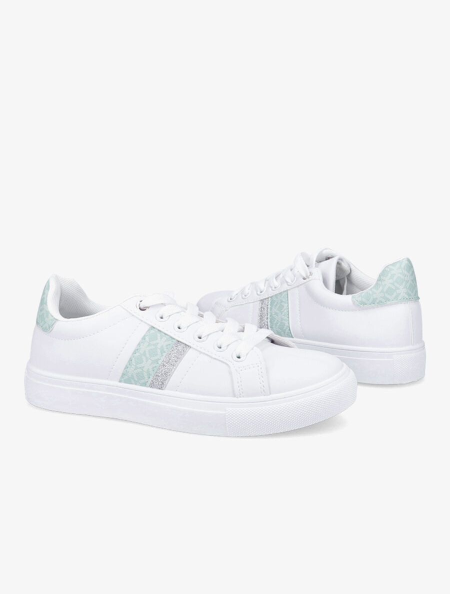 Tennis en simili imprimé et paillettes - Bleu - 4