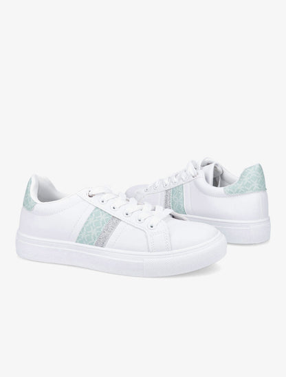 Tennis en simili imprimé et paillettes - Bleu - 4
