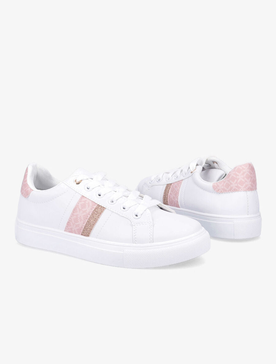 Tennis en simili imprimé et paillettes - Rose - 4