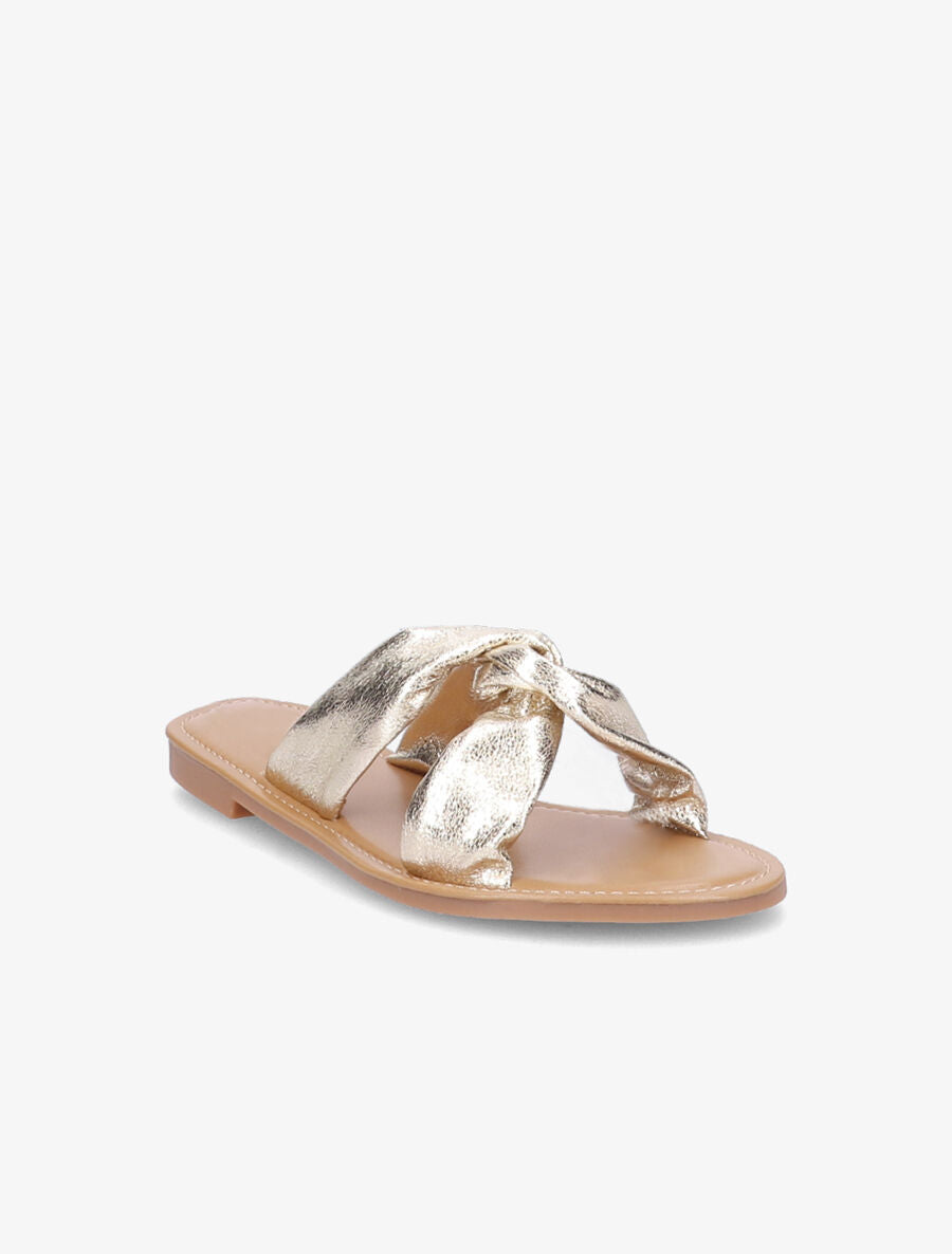 Mules en simili nacré à brides croisées - Or - 2