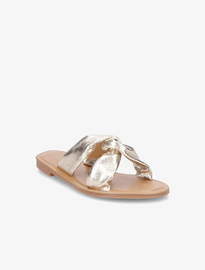 Mules en simili nacré à brides croisées - Or - 2