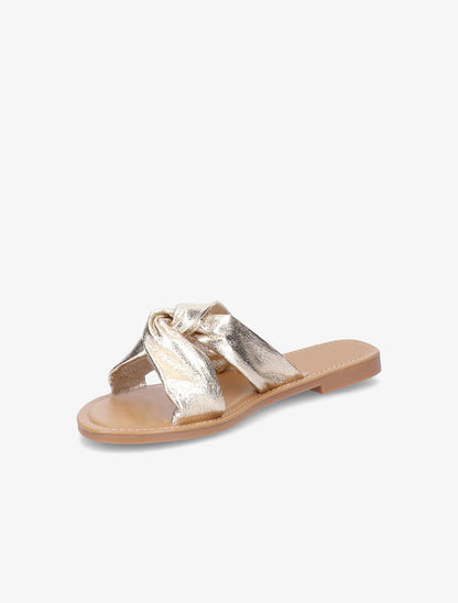 Mules en simili nacré à brides croisées - Or - 3