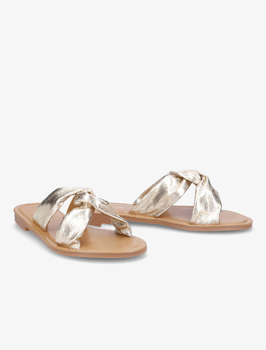 Mules en simili nacré à brides croisées - Or - 4