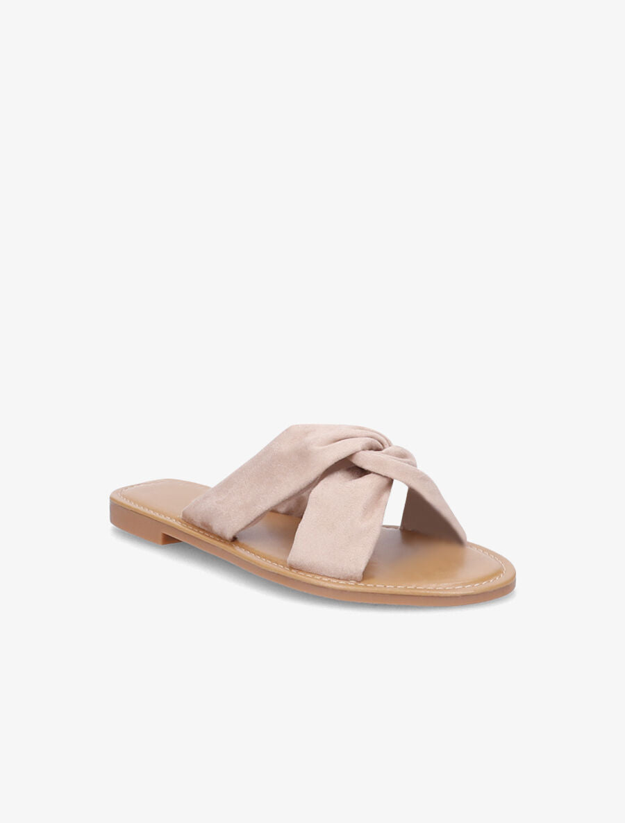 Mules en suédine à brides croisées - Beige - 2