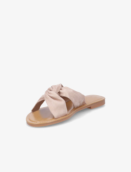 Mules en suédine à brides croisées - Beige - 3