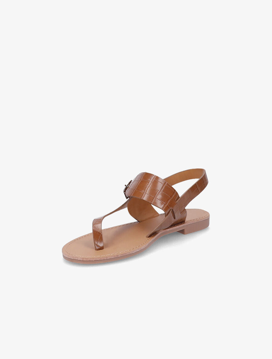 Nu-pieds effet croco à boucle - Camel - 3