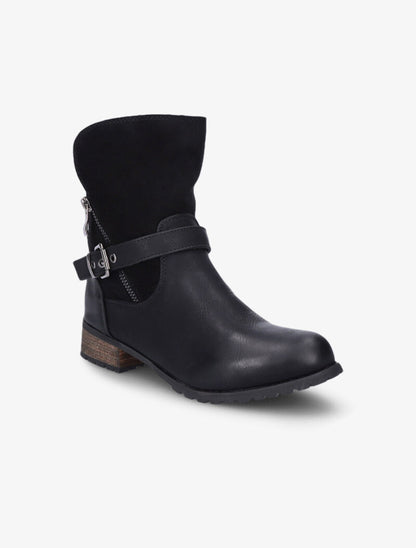 Boots bi-matière fourrées à sangle - Noir - 3
