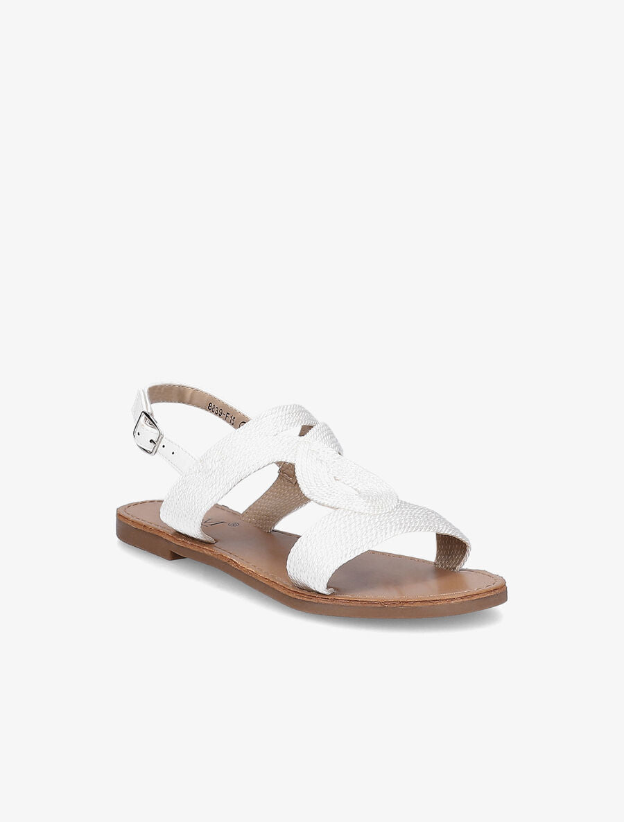 Nu-pieds à ganses entrelacées et texturées - Blanc - 1
