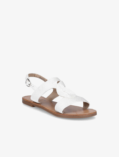 Nu-pieds à ganses entrelacées et texturées - Blanc - 1