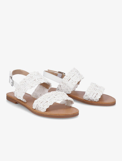 Nu-pieds à bride et ganse tressée - Blanc - 4