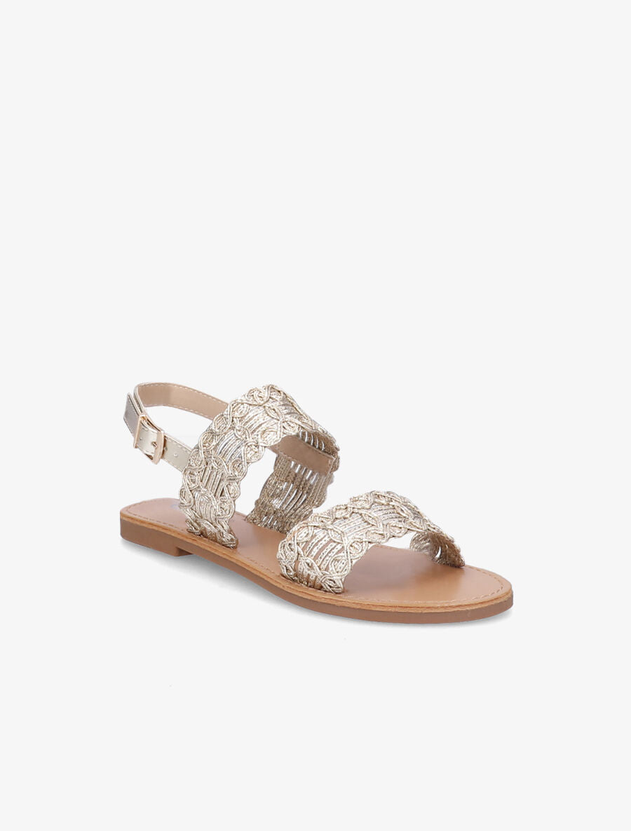 Nu-pieds à bride et ganse tressée - Or - 5