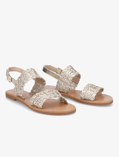 Nu-pieds à bride et ganse tressée - Or - 4