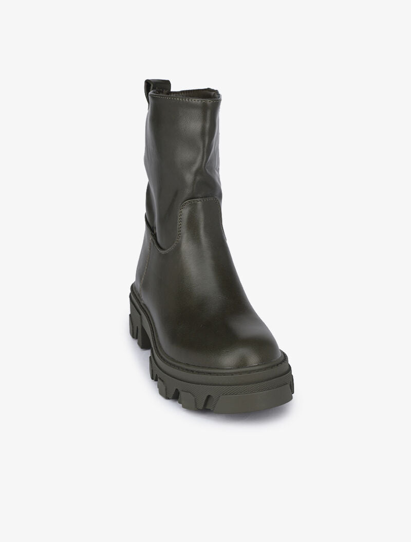 Boots montantes à semelles crantées - Kaki - 2