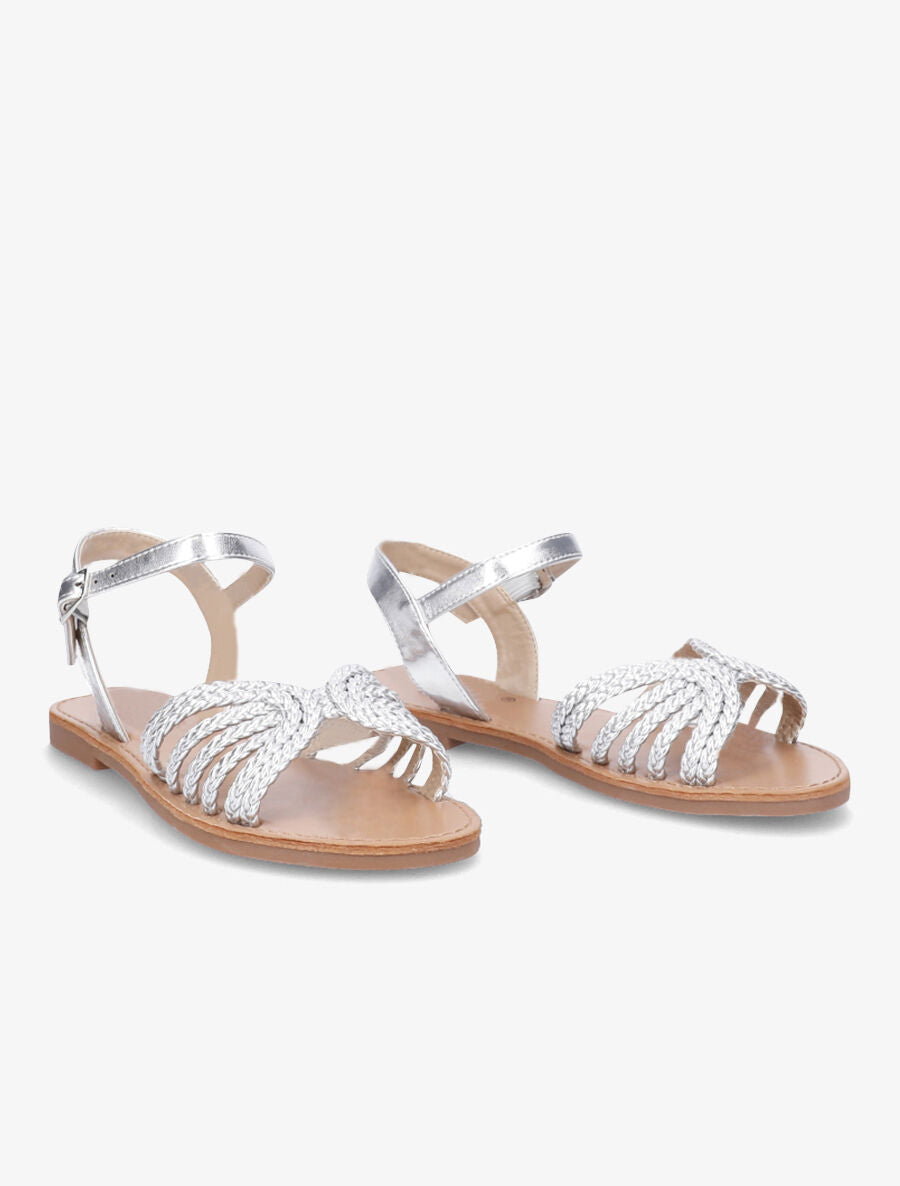 Nu-pieds à ganses tressées entrelacées - Argent - 4