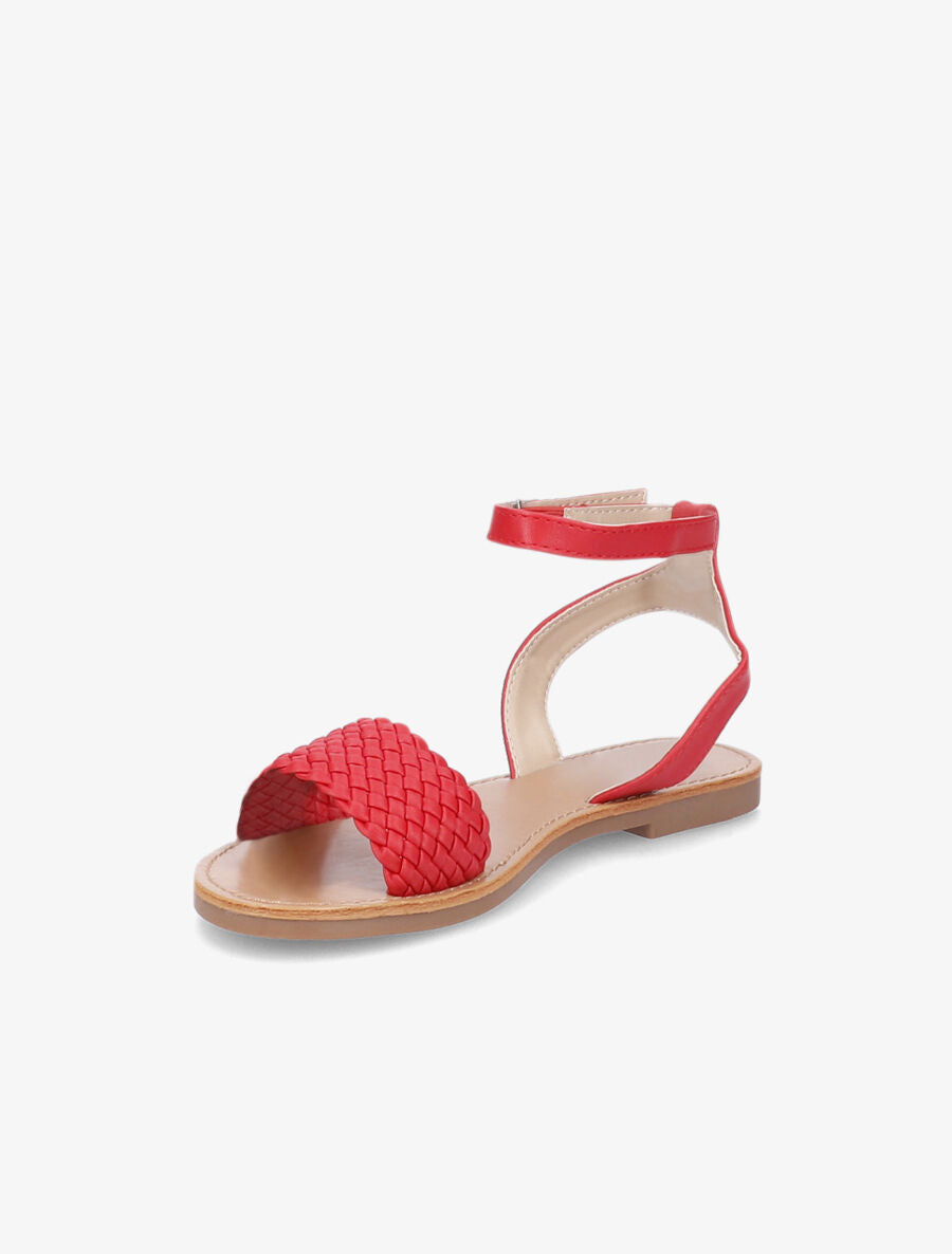 Nu-pieds à ganses tressées effet osier - Rouge - 3