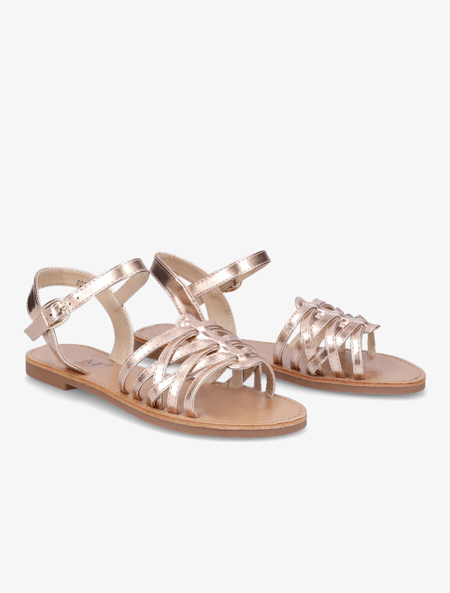 Nu-pieds à ganses entrelacées - Champagne - 5