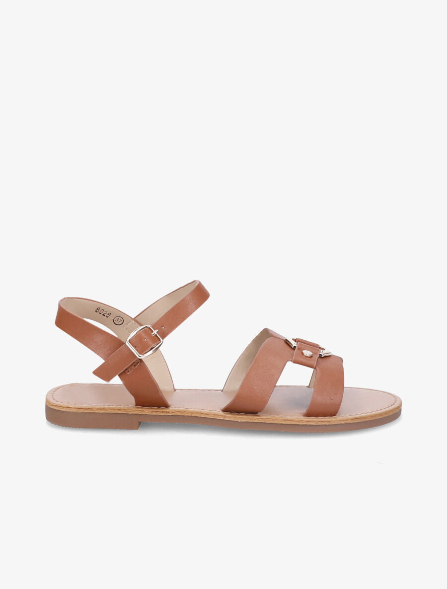 Nu-pieds à ganses stylisées - Camel - 2