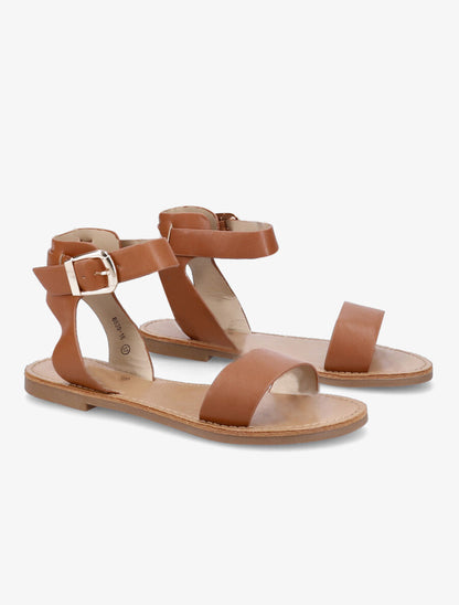 Nu-pieds basiques en simili - Camel - 5