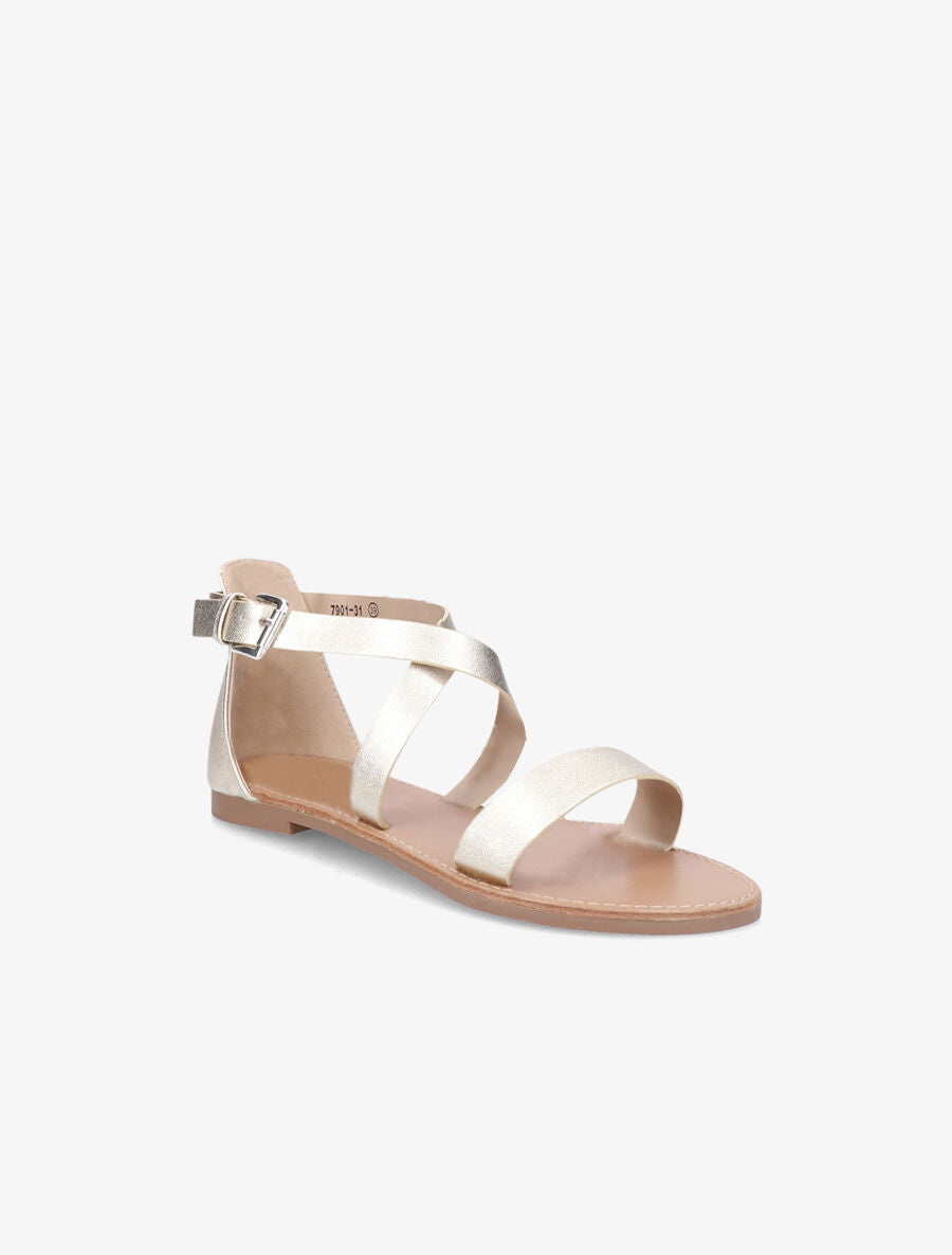 Nu-pieds à ganses croisées - Or - 2