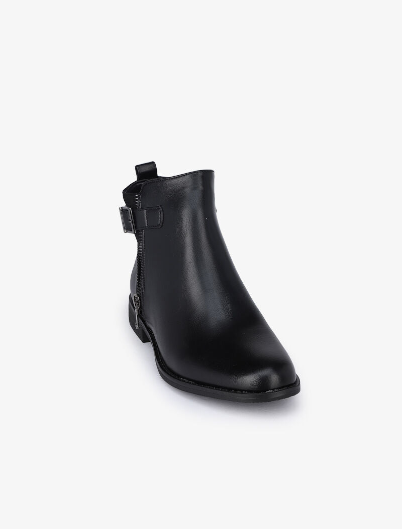 Bottines à détail zip et sangle - Noir - 2