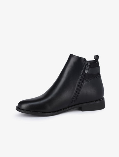 Bottines à détail zip et sangle - Noir - 3