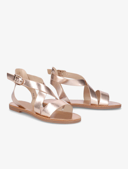 Sandales en simili à brides croisées - Rose gold - 4