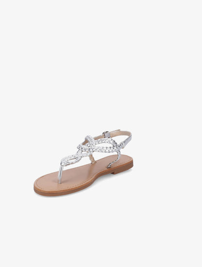 Nu-pieds à bride en T tressée - Argent - 3