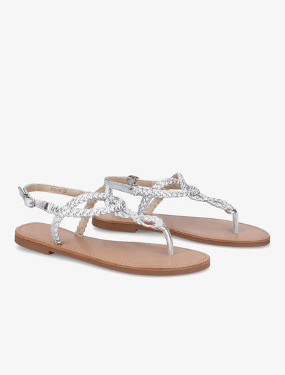 Nu-pieds à bride en T tressée - Argent - 4