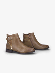 Bottines à détail zip et sangle - Taupe - 1