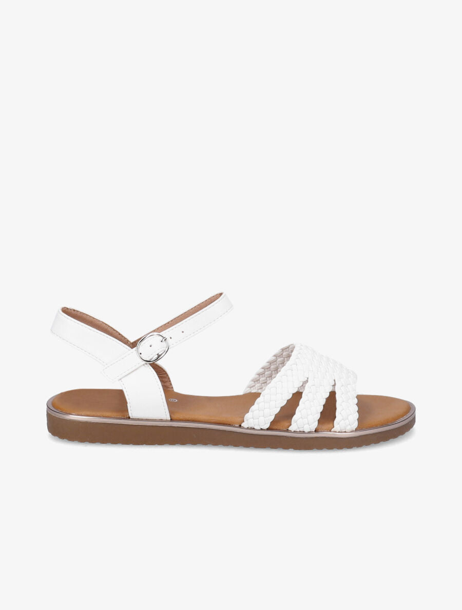 Sandales en simili tressé - Blanc - 2