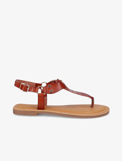 Nu pieds à bride en T effet croco - Marron - 2