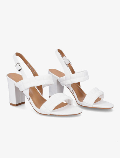 Sandales matelassées à talons - Blanc - 4