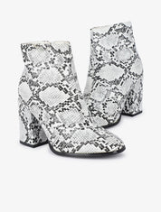 Bottines à talons effet python - Blanc - 1
