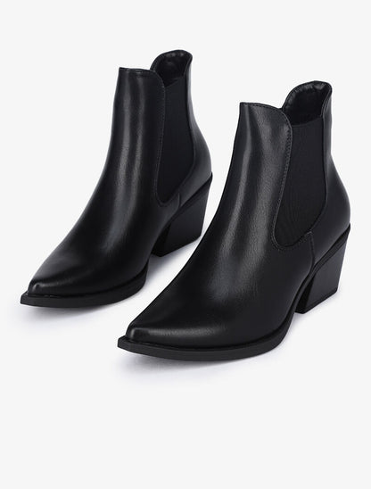 Bottines en simili à bouts pointus - Noir - 4