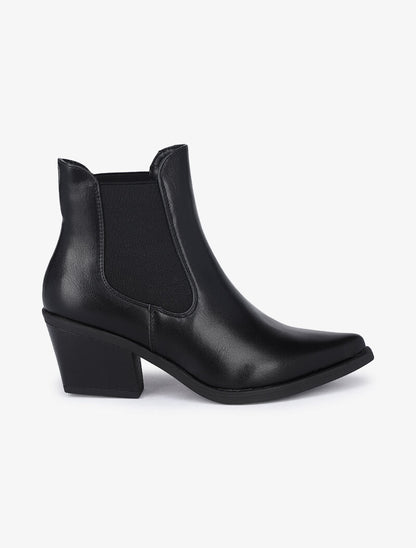 Bottines en simili à bouts pointus - Noir - 6