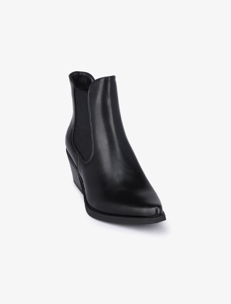 Bottines en simili à bouts pointus - Noir - 2