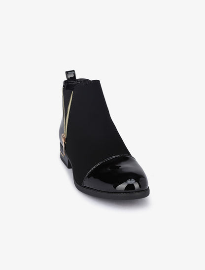 Bottines plates à bouts et contreforts vernis - Noir - 2