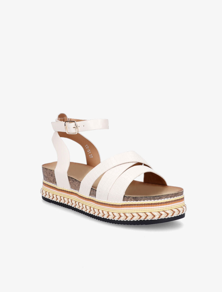 Sandales en simili à plateforme stylisée - Beige - 2