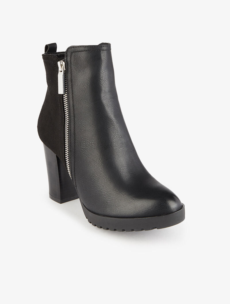 Bottines montantes bimatière - Noir - 2
